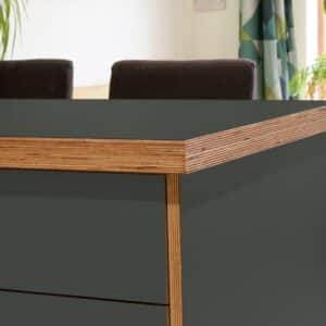 L & P Grey 031 Satin Laminate 1 side Birch Ply Worktop Island  3030x1200x32mm