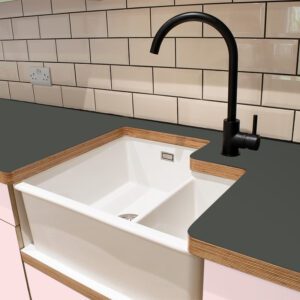 L & P Grey 031  Satin Laminate 1 side Birch Ply Worktop (Pair) 2x3030x600x32mm