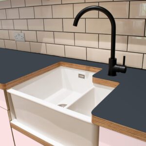L & P Grey 032  Satin Laminate 1 side Birch Ply Worktop (Pair) 2x3030x600x32mm