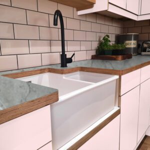L & P Marble 005 Matt Laminate 1 side Birch Ply Worktop (Pair) 2x3030x600x32mm