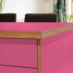 L & P Pink 003 Satin Laminate 1 side Birch Ply Worktop Island  3030x1200x32mm
