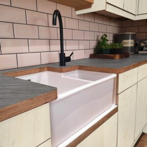 L & P Steel 001 Brushed Laminate 1 side Birch Ply Worktop  (Pair) 2x3030x600x32mm