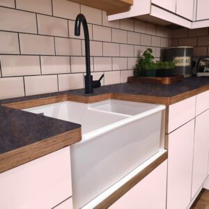 L & P Stone 001 Satin Laminate 1 side Birch Ply Worktop (Pair) 2x3030x600x32mm