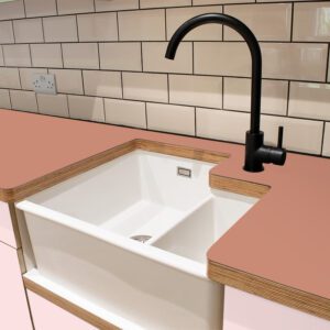 L & P Terracotta 001  Satin Laminate 1 side Birch Ply Worktop (Pair) 2x3030x600x32mm