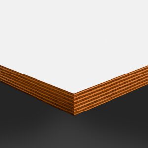 L & P White 009 Satin Laminate 1 Side Birch Ply Table Top (Pack of 10) 596x596x20mm