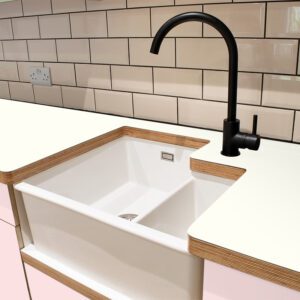 L & P White 003 Matt Laminate 1 side Birch Ply Worktop (Pair) 2x3030x600x32mm